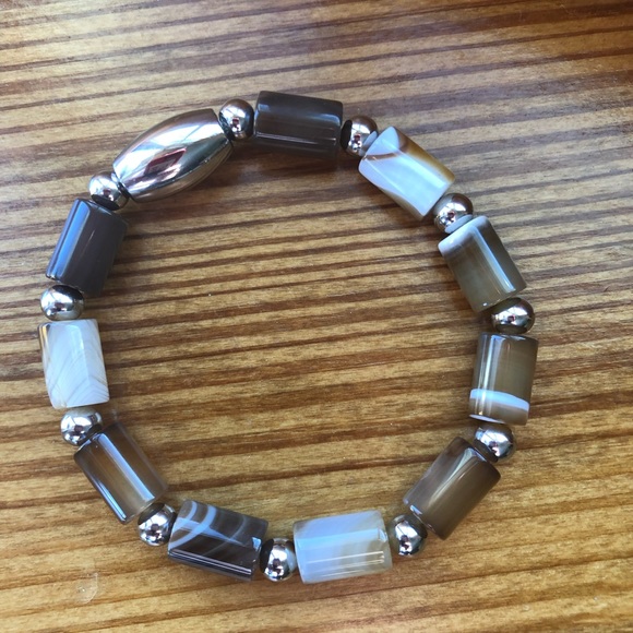 🤎 Brown Agate & Stainless Stretch Beaded Bracelet 🤎 - Picture 10 of 12